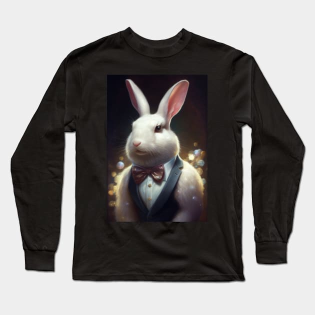 Cute Rabbit In A Suit - Adorable Animal Print Art for Bunny Lovers Long Sleeve T-Shirt by Whimsical Animals